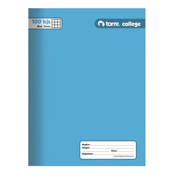 Cuaderno College Matemáticas 5mm 100 Hojas Torre