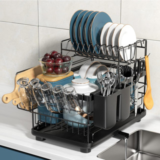 Aonee 2 Tier Dish Drying Rack Con Bandeja De Escurrimiento, Aonee 2 Tier Dish Drying Rack Con Bandeja De Escurrimiento,