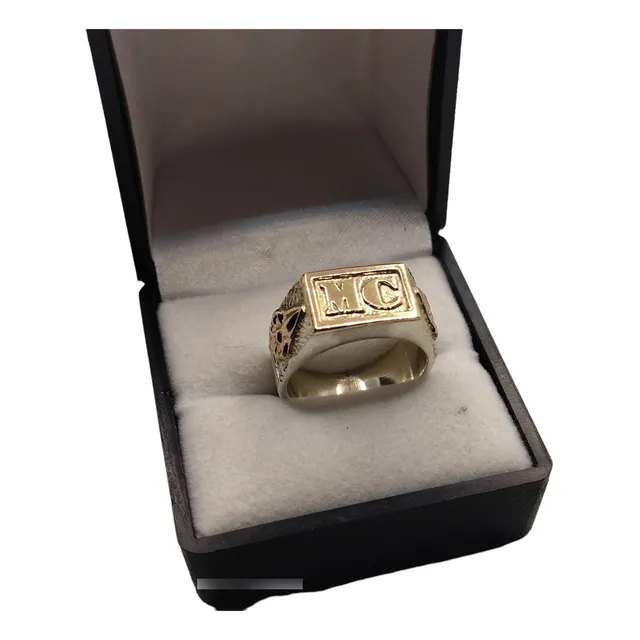 Anillo Sello Dama  Plata Y Oro  Iniciales Joven
