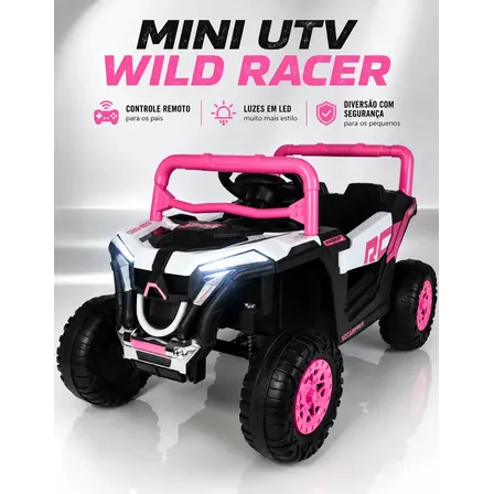 Carro Utv Elétrico Wild Rosa Para Criança Abre Portas Luz Led Com Musica Bribri Utv Wild Racer Rosa-chiclete