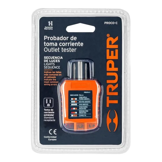 Tester Probador Tomacorriente De Receptáculo Truper