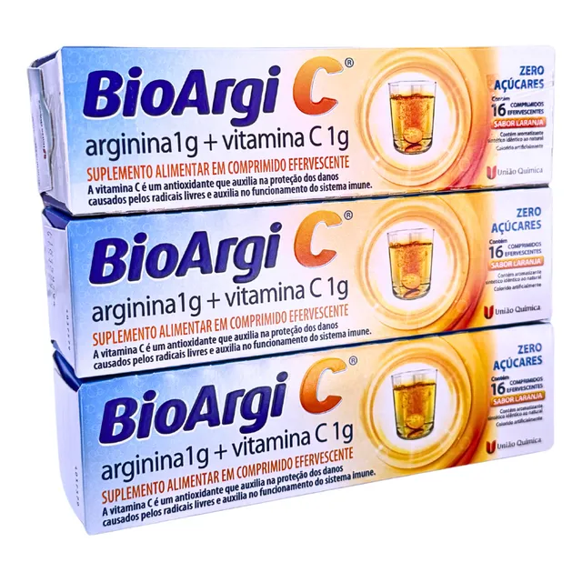 Kit 3 Cxs Bioargi C 16cp Eferv União Química Arginina Vit C