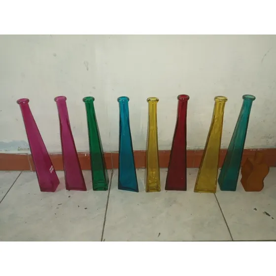 Florero De Vidrio Cristal 30cm De Alto De Colores 7$ C/u