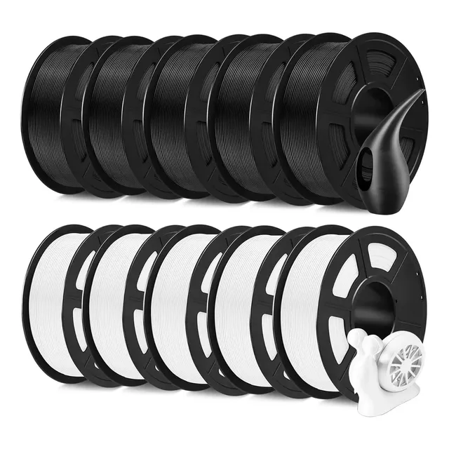 10kg Filamento De Impresión 3d Petg De Alta Calidad, 1.75mm 5 Negros + 5 Blancos