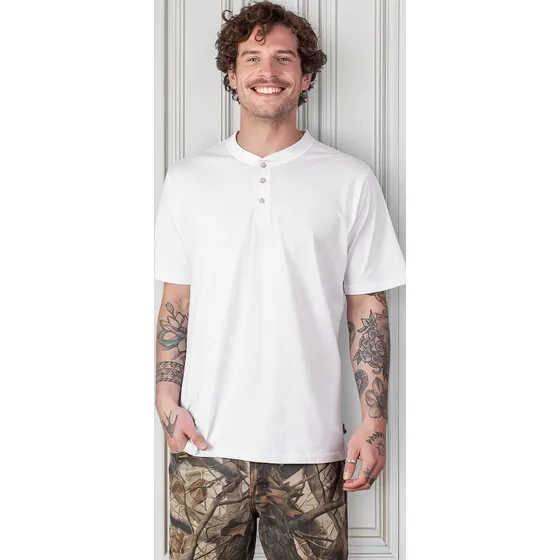 Polera Hombre Cuello Redondo Botones Molle Uv+pro Lenga®