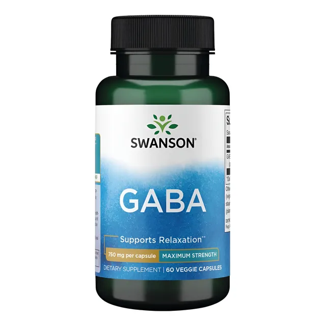 Gaba 750mg Swanson 60 Cápsulas Veganas Sin Gluten