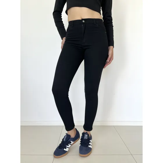Pantalon Jean Chupin Negro Tiro Alto Mujer Marca Loca