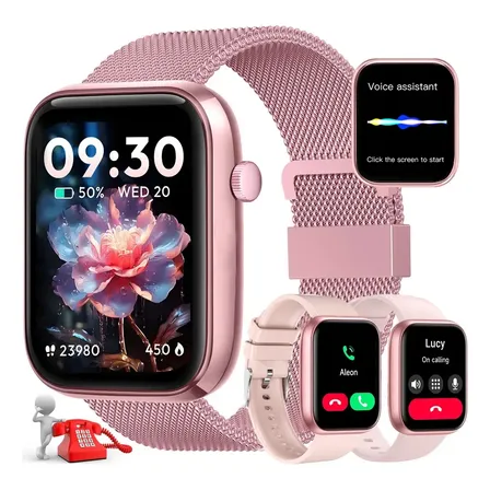 Relógio Smartwatch Inteligente Chamadas Bluetooth 3 Pulseira Rosa