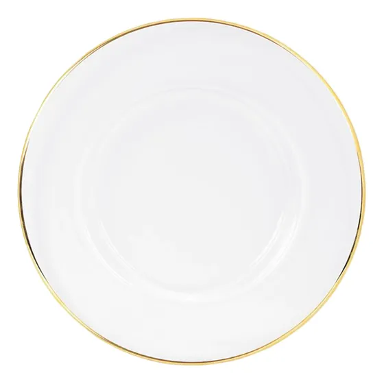 12 Bajo Plato Base De Cristal Transparente Con Borde Dorado