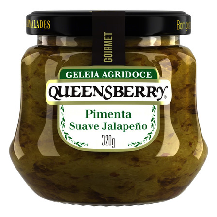 Geléia Queensberry Agridoce Gourmet pimenta suave jalapeño em vidro sem glúten 320 g