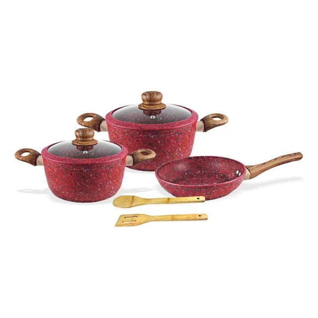 Juego De Ollas Monix Granito Rojo /7 Piezas