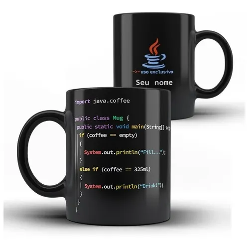 Caneca Programador (a) Dev Java Com Seu Nome - Programação