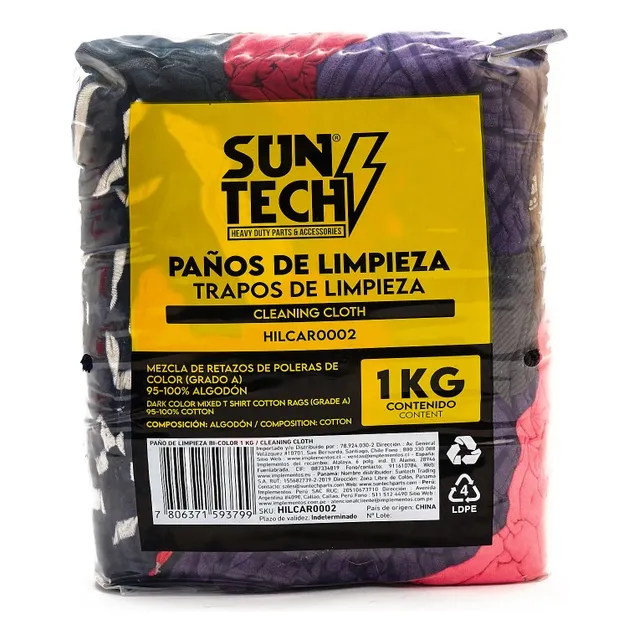 Paño De Limpieza Bi-color 1 Kg Color Multicolor