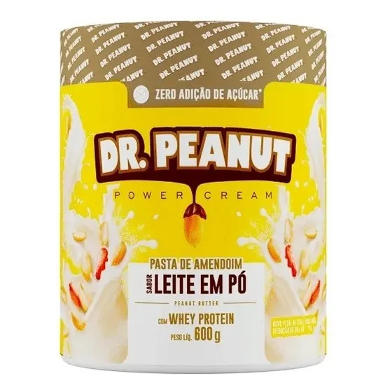Suplemento em pasta Dr. Peanut Power cream pasta de amendoim Power cream sabor leite em pó em pote de 600g