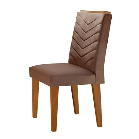 Mesa Aster 180 Tampo Em Mdf E Vidro + 6 Cadeiras Liz Moderna Cor Marrom, Off White E Imbuia