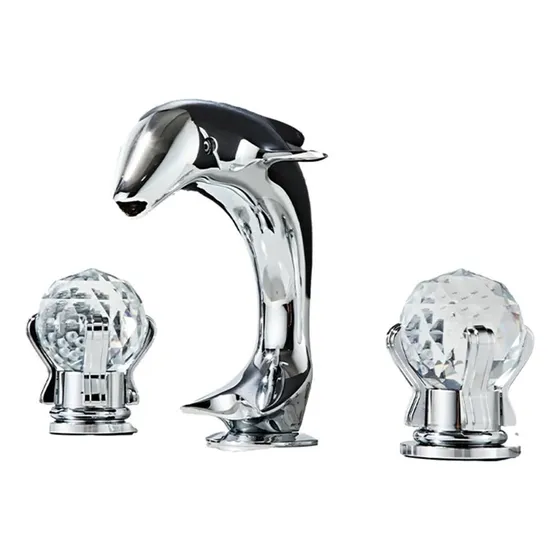 Grifo Lavabo Baño Dorado Mango Cristal Mezclador Agua Fria