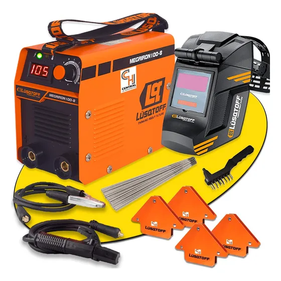 Soldadora Inverter Lusqtoff Iron 100 + Mascara De Soldar St-1x Maquina Electrica Chica 