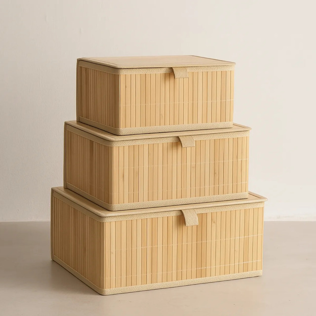 3 Caixa Com Tampa Multiuso Bambu Organizador Tam P M E G Cesto Palha Natural Premium Decor... 3 Caixa Com Tampa Multiuso Bambu Organizador Tam P M E G Cesto Palha Natural Premium Decor...