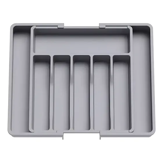 Organizador Porta Talheres Gaveta Para Cozinha Com Extensor Cor Cinza