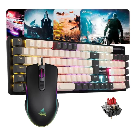 Kit Teclado Mecânico Gamer Jogo Switch Red Led Rgb Mouse Pc