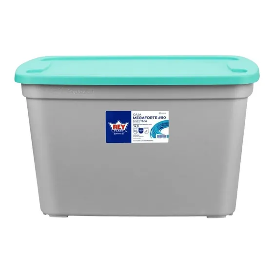 Caja Megaforte Almacenamiento Organizadora 75 Litros Color Gris