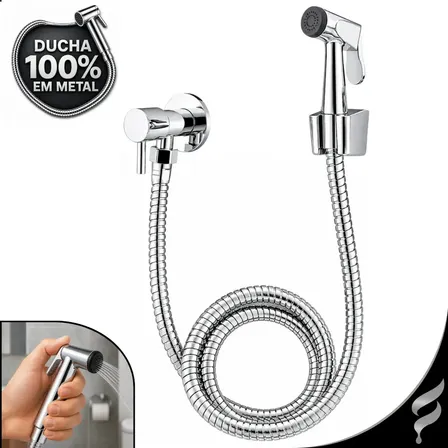 Ducha Higiênica Chuveirinho Softinox Completa 100% Metal Registro 1/4 De Volta Toda Inox Para Banheiro Privada Parede Bidê Ducha Redonda Cromada Preta Luxo