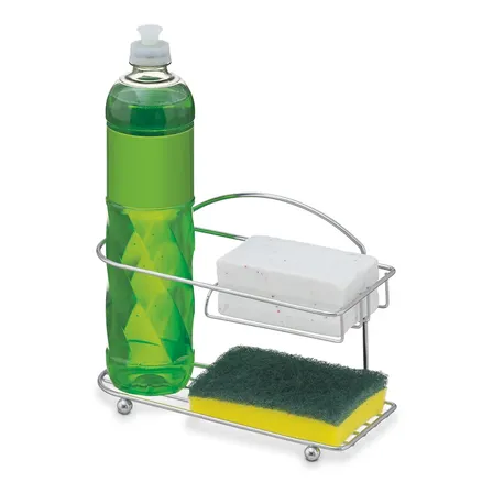 Porta Detergente Esponja Bucha Sabão Organizador Pia Cromado