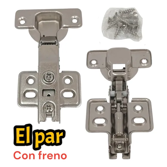 Bisagra Recta Cazoleta De 35mm Con Freno Paquete De 2 Pzas