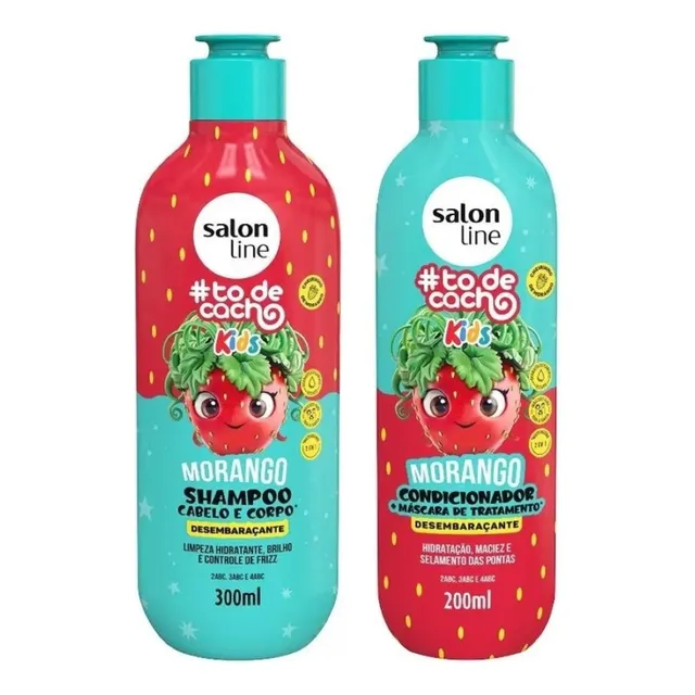 Kit Shampoo Condicionador #todecacho Morango Kids Salon Line