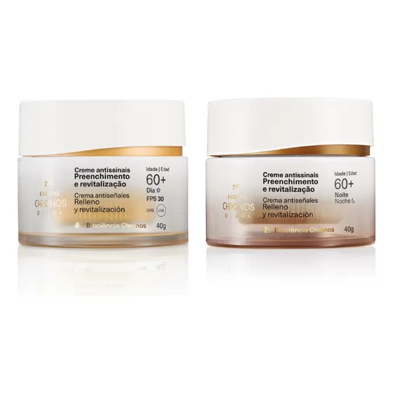 Kit Natura Chronos Derma Antissinais Dia E Noite 60+ - 40g