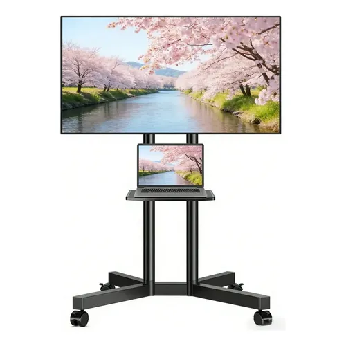Suporte Pedestal Para TV 32 A 80 Pol Com Rodinhas Ajustável Zinnia