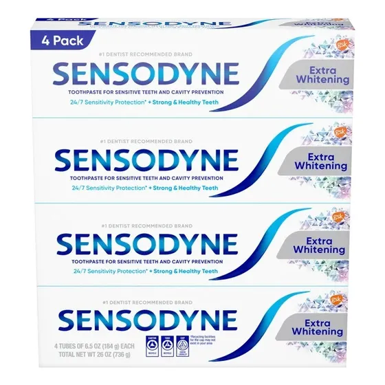 Crema Sensodyne Extra Whitening 4 Unidades (184g C/u)