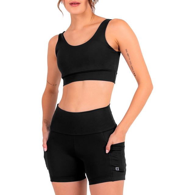 Conjunto Corrida Short Com Bolsos + Top Sustentação