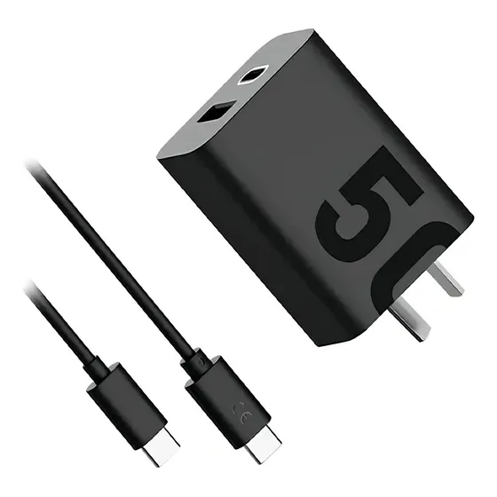 Cargador Motorola 50w Tipo C Usb Tipo C De Pared Con Cable Carga Rápida Negro