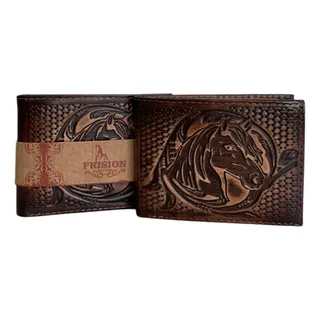 Carteira Couro Frision Western Adulto Com Porta Moedas Carteira Couro Frision Western Adulto Com Porta Moedas