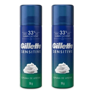 2-pack Espuma Afeitar Gillette Sensitive Tamaño Viaje 56g 2-pack Espuma Afeitar Gillette Sensitive Tamaño Viaje 56g