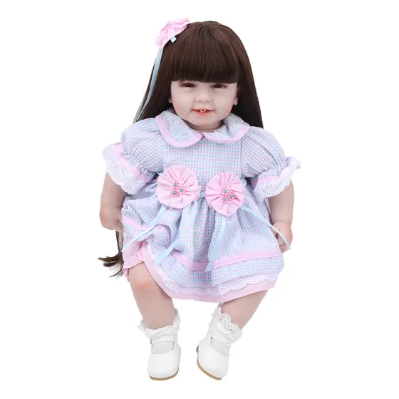 Reborn Baby Doll 22inch Long Hair Soft Babies Girl Adorable