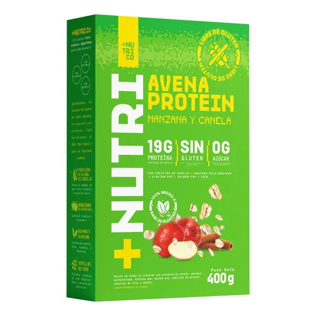 Avena En Hojuelas Proteica Manzana Y Canela 400g Nutri Co