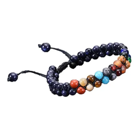 Pulsera Piedra Planetas Doble 6mm Hombre Mujer 2021