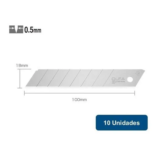 Olfa Repuesto Cuchillo 18mm 8 Segmentos Lb-10 10un.