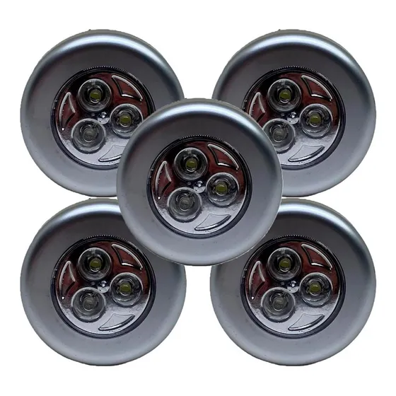 5 Luminárias Led Dupla Face Adesivo C/ 3 Leds Armários E Etc