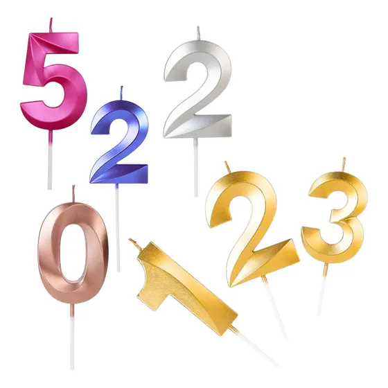 Vela Aniversario Numero Bolo Perolizada Festas Varias Cores