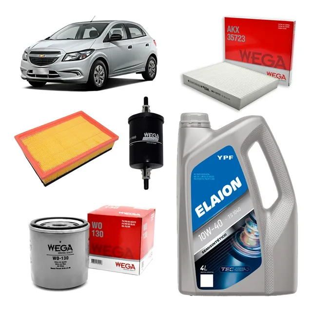 Kit 4 Filtros Wega + Aceite Elaion Chevrolet Onix Prisma 1.4