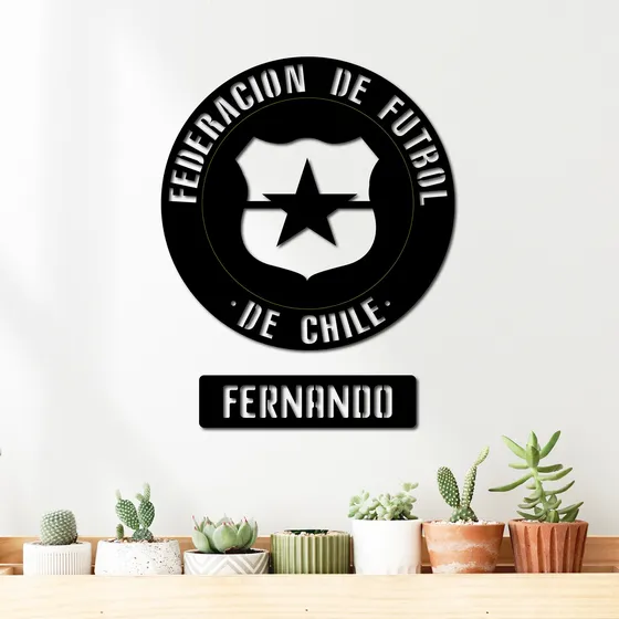 Cuadro Insignia Fútbol Personalizado Nombre 40cm - Madera