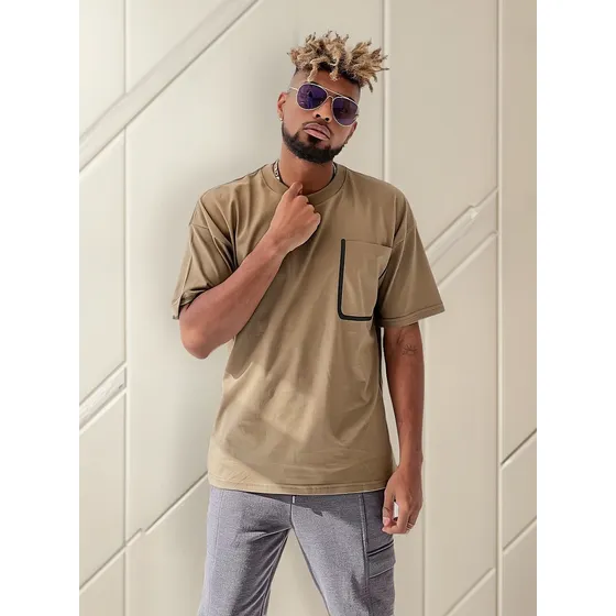Remera Isu Oversized Hombre Bolsillo Algodón