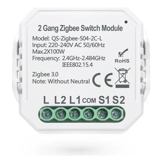 Interruptor Mini Zigbee Sonoff Sin Neutro 2 Canales Vshop