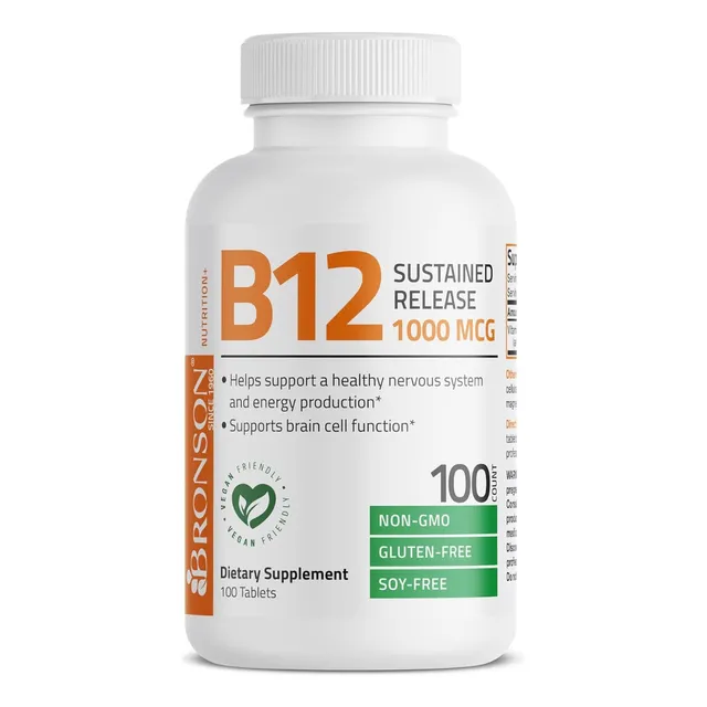 Vitamina B12 1000 Mcg Bronson 100 Tabletas Sabor Sin Sabor
