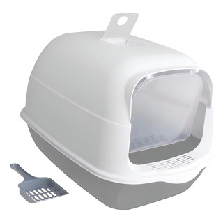 Arenero Para Gato Cerrado Puerta Abatible Pala Ventilacion Color Gris Arenero Para Gato Cerrado Puerta Abatible Pala Ventilacion Color Gris