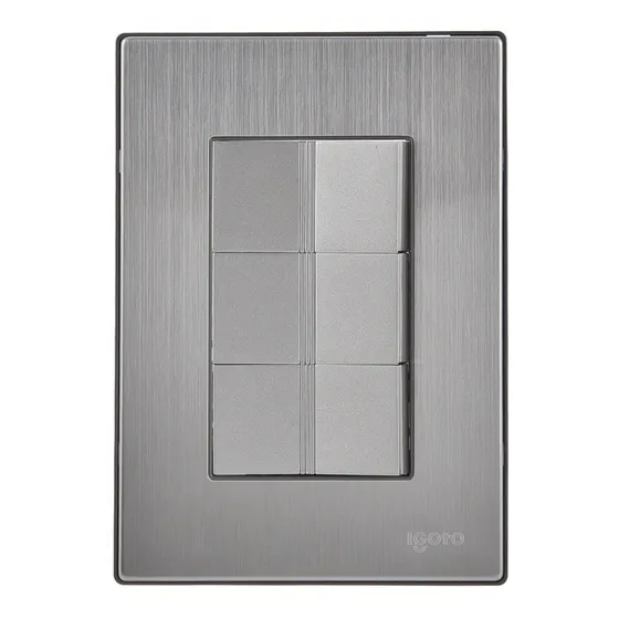 Apagador Triple Placa A. Inox 125v 15 A Plat Igoto Inox1013
