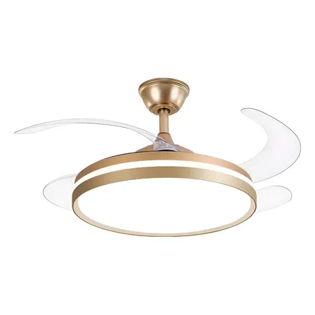 Ventilador De Teto Retrátil Led Controle Dourado 127/220v 50 Cm